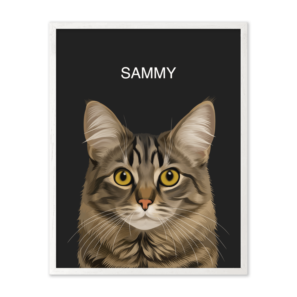 All Black Hand-Illustrated Pet Portrait