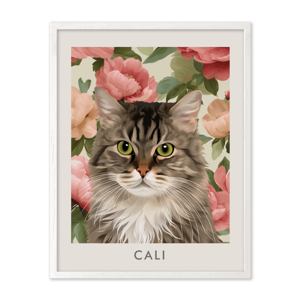 Vintage Blush Pink Peonies Pet Portrait