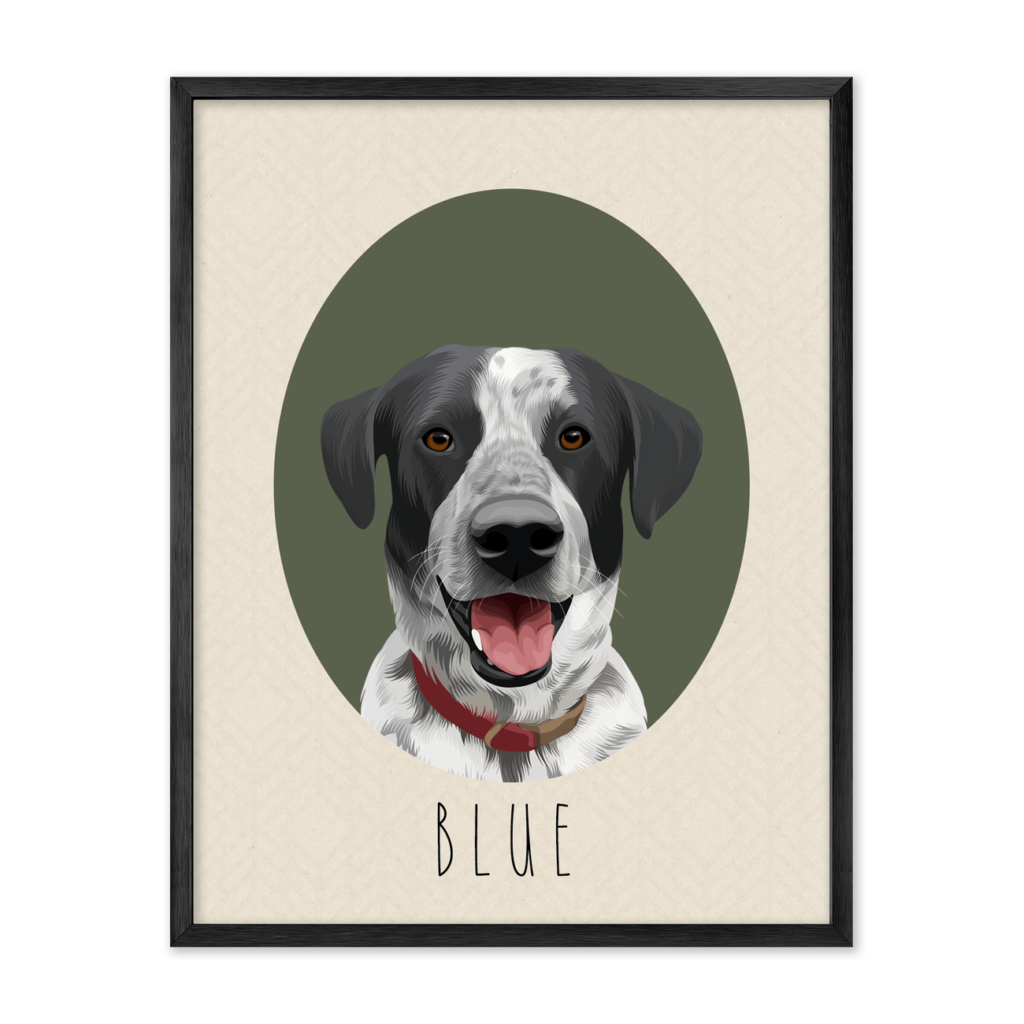 Neutral Colored Oval-Shaped Pet Portrait