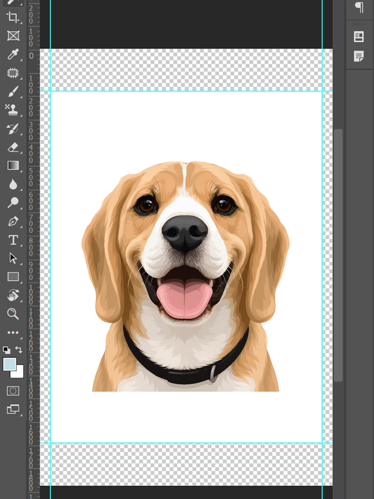 Digital pet portrait being prepared during the artwork creation process.