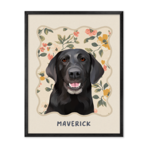 Vintage Peach Floral Pattern Pet Portrait