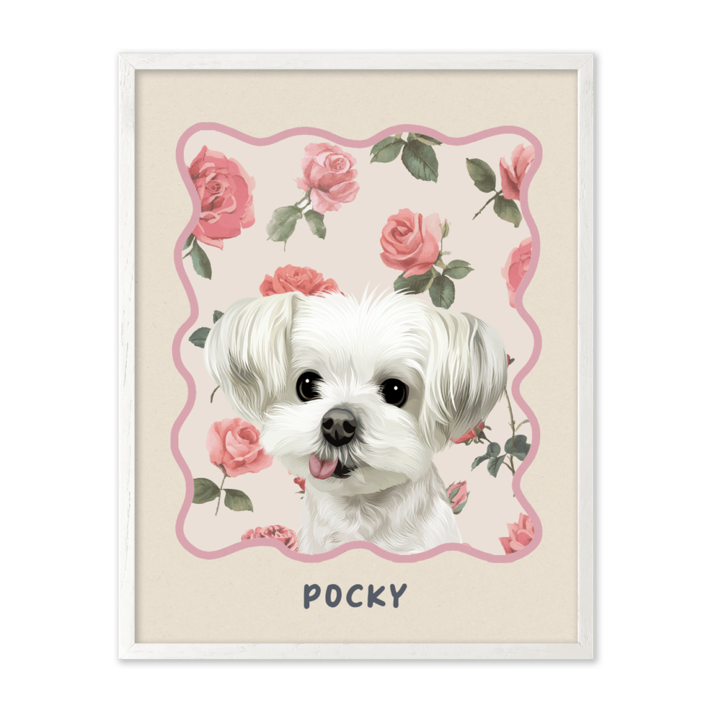 Vintage Rose Garden Pattern Pet Portrait