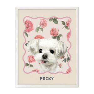Vintage Rose Garden Pattern Pet Portrait