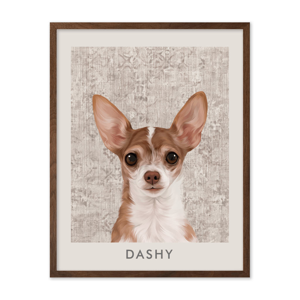 Vintage Distressed Textile Pattern Pet Portrait