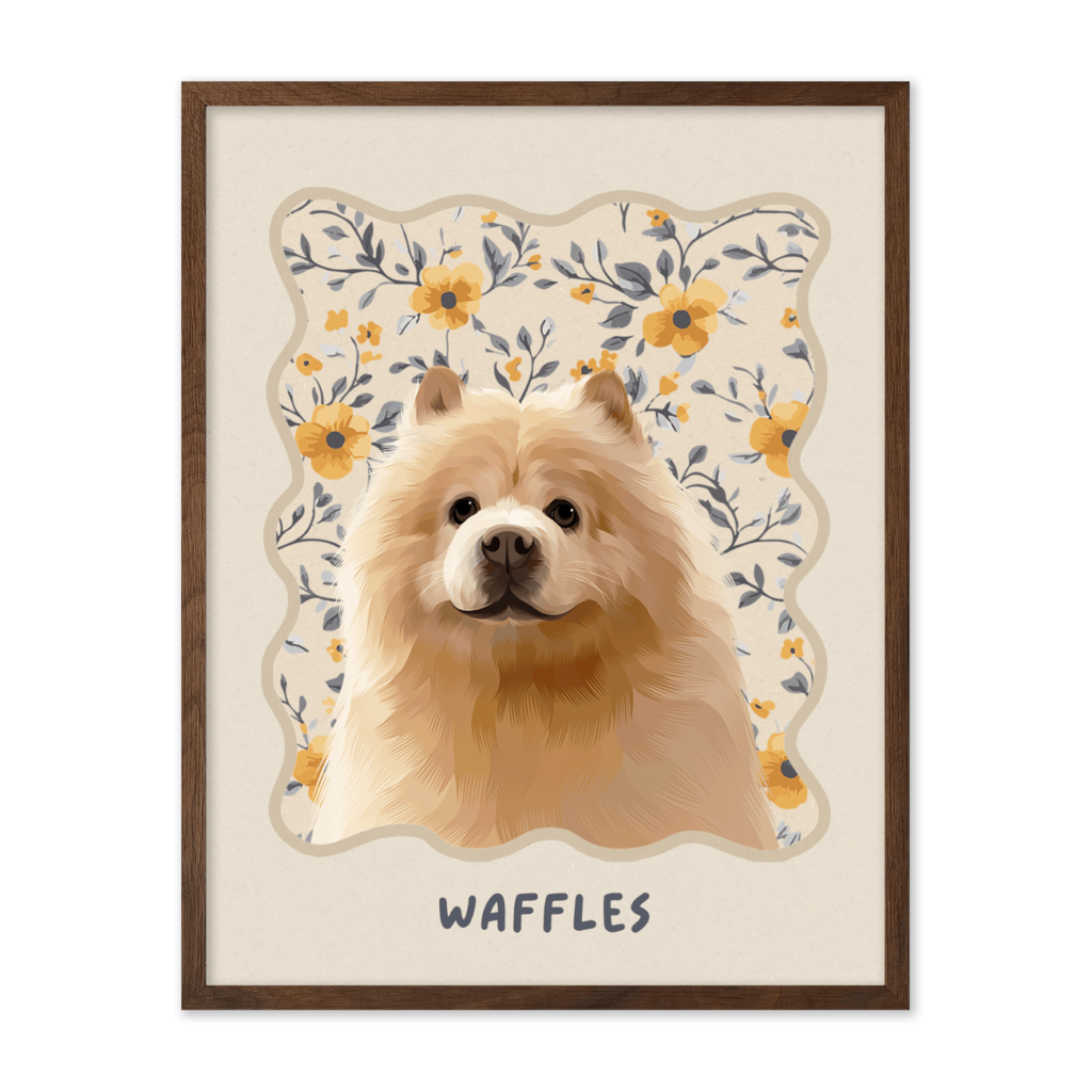 Vintage Yellow Floral Pattern Pet Portrait