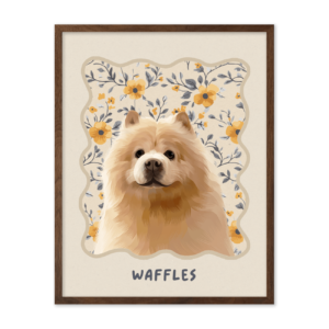 Vintage Yellow Floral Pattern Pet Portrait